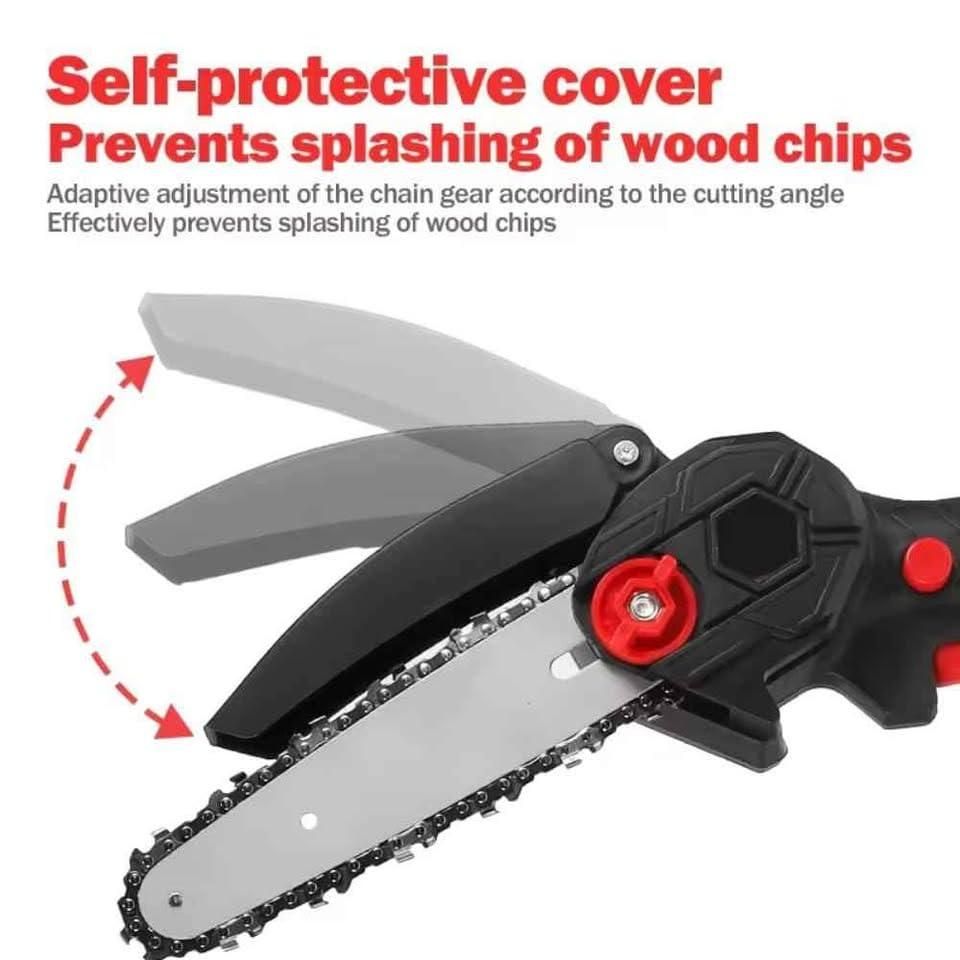 Cordless Battery Powered Electric Chainsaw for Tree Trimming & Wood Cutting (With 2 Rechargeable Batteries)