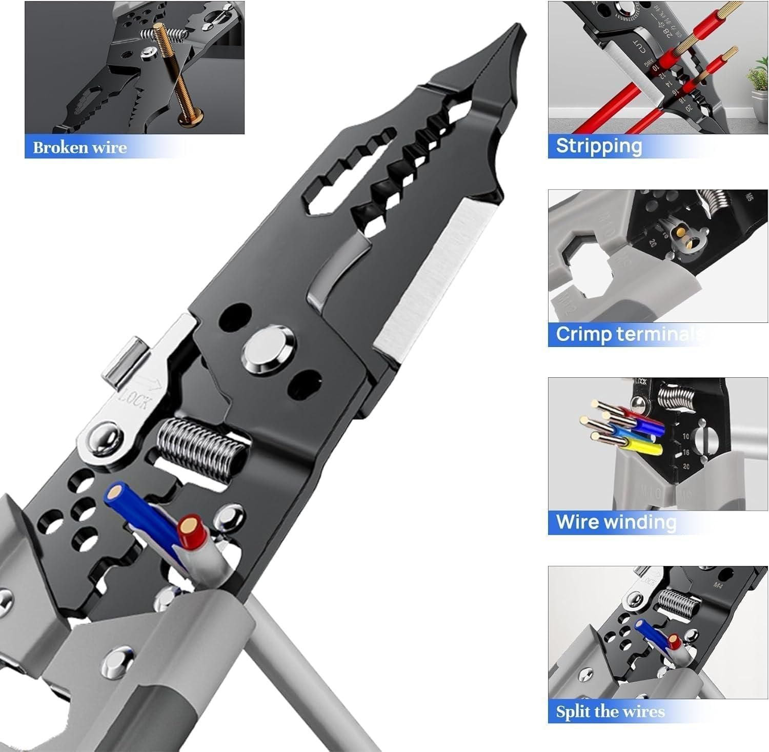 28-in-1 Multifunctional Wire Pliers & Stripper Tool | Stainless Steel Electrician Hand Tool