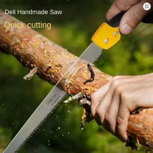 Folding Steel Hand Saw with Triple-Edge Sharp Teeth | Protective Plastic Cover.
