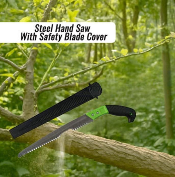 Folding Steel Hand Saw with Triple-Edge Sharp Teeth | Protective Plastic Cover.