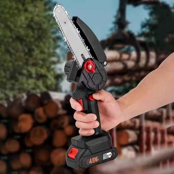 Cordless Battery Powered Electric Chainsaw for Tree Trimming & Wood Cutting (With 2 Rechargeable Batteries)