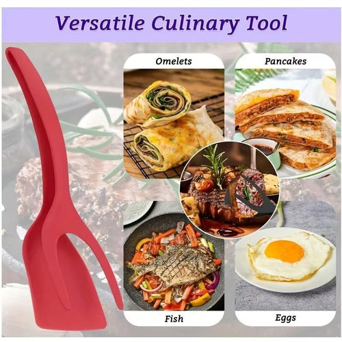 2-in-1 Silicone Spatula Tongs | Heat-Resistant Non-Stick Kitchen Tool